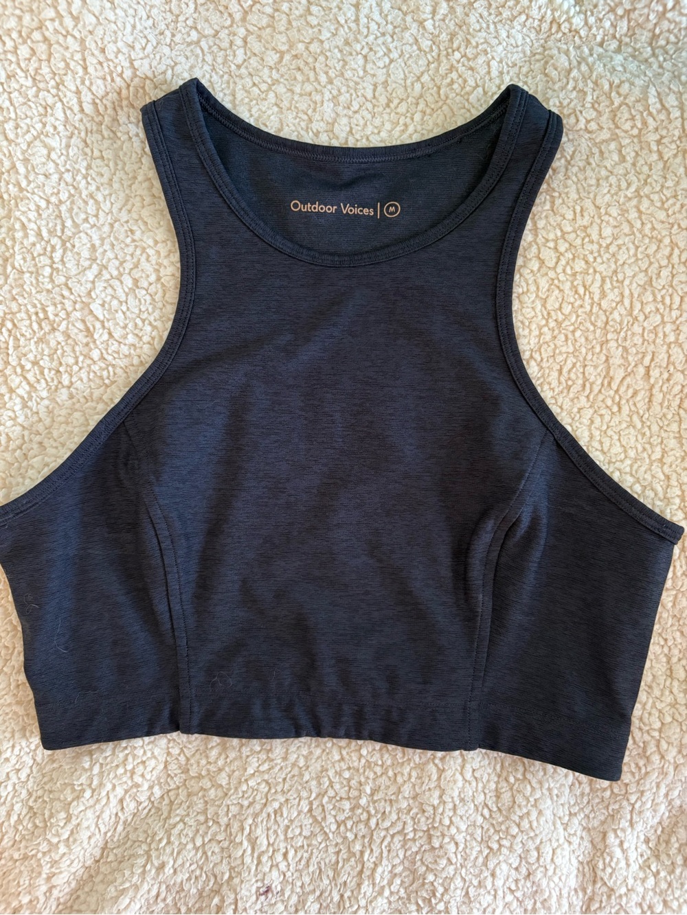 Outdoor Voices Navy Blue High-Neck Crop Top Sports Bra